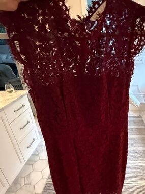 Rachel Zoe Burgundy Eyelash Lace Cocktail Dress Size 6